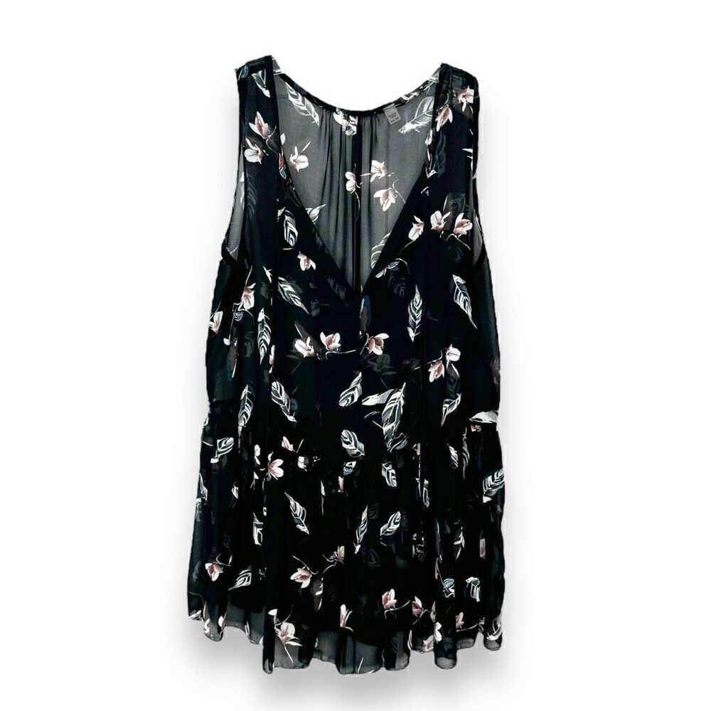 Devoted Luxury Apparel Sleeveless Sheer Floral Peplum Blouse Tassels Women’s XS
